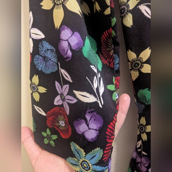 SUNO Stretch-Silk Multicolor Floral Fit-&-Flare Quarter Sleeve Mini Dress- 4 - Picture 16 of 16